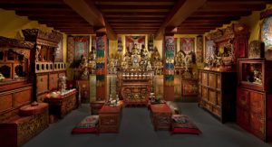A Tibetan shrine on display at the Rubin Museum of Art in New York City.