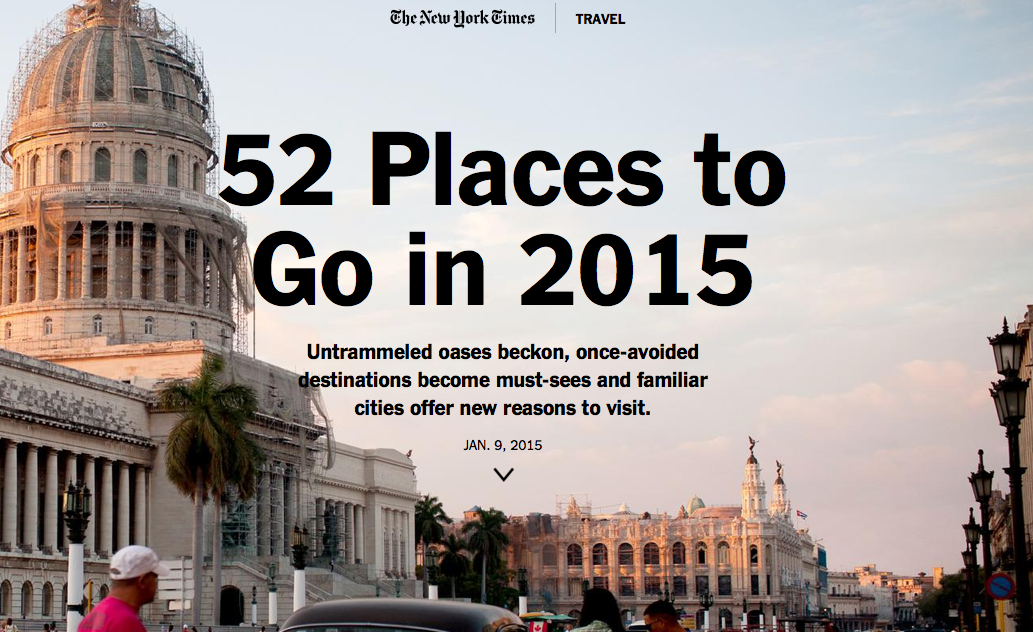 Travel PR Firm Analyzes New York Times’ “52 Places to go in 2015”